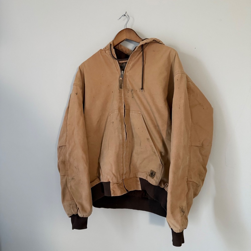 Vintage Berne Workwear Duck Canvas Hooded Jacket XL Brown